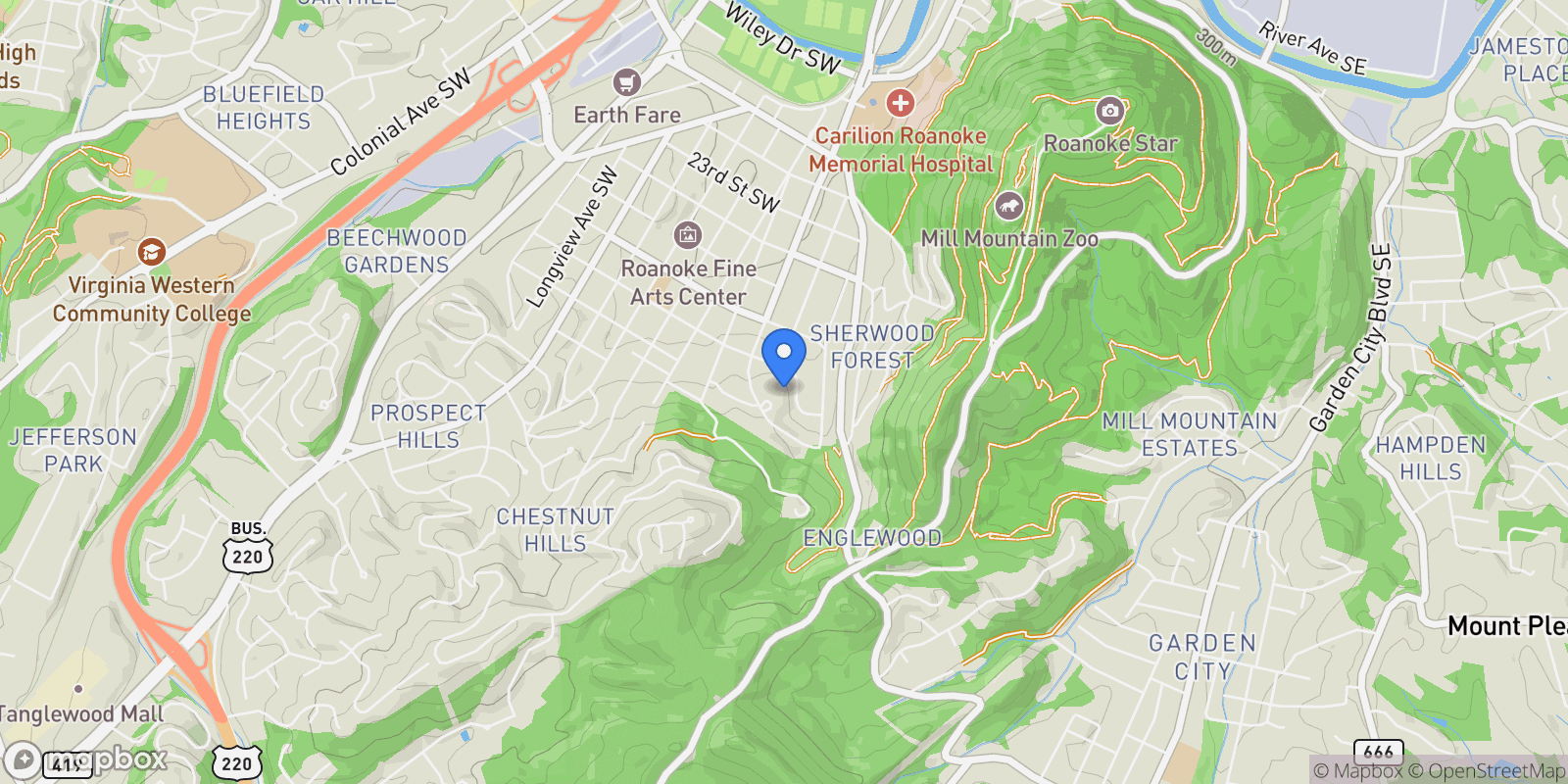 Map showing 2752 Jefferson ST, Roanoke, VA, 24014, USA, Roanoke, Virginia, United States.