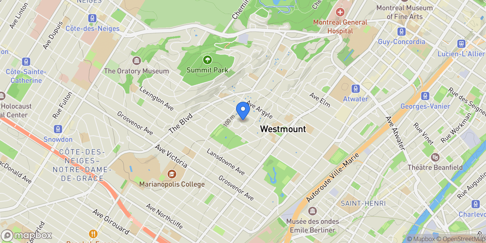 Map showing 41 Av. Forden, Westmount, QC H3Y2Z1, Westmount, Quebec, Canada.