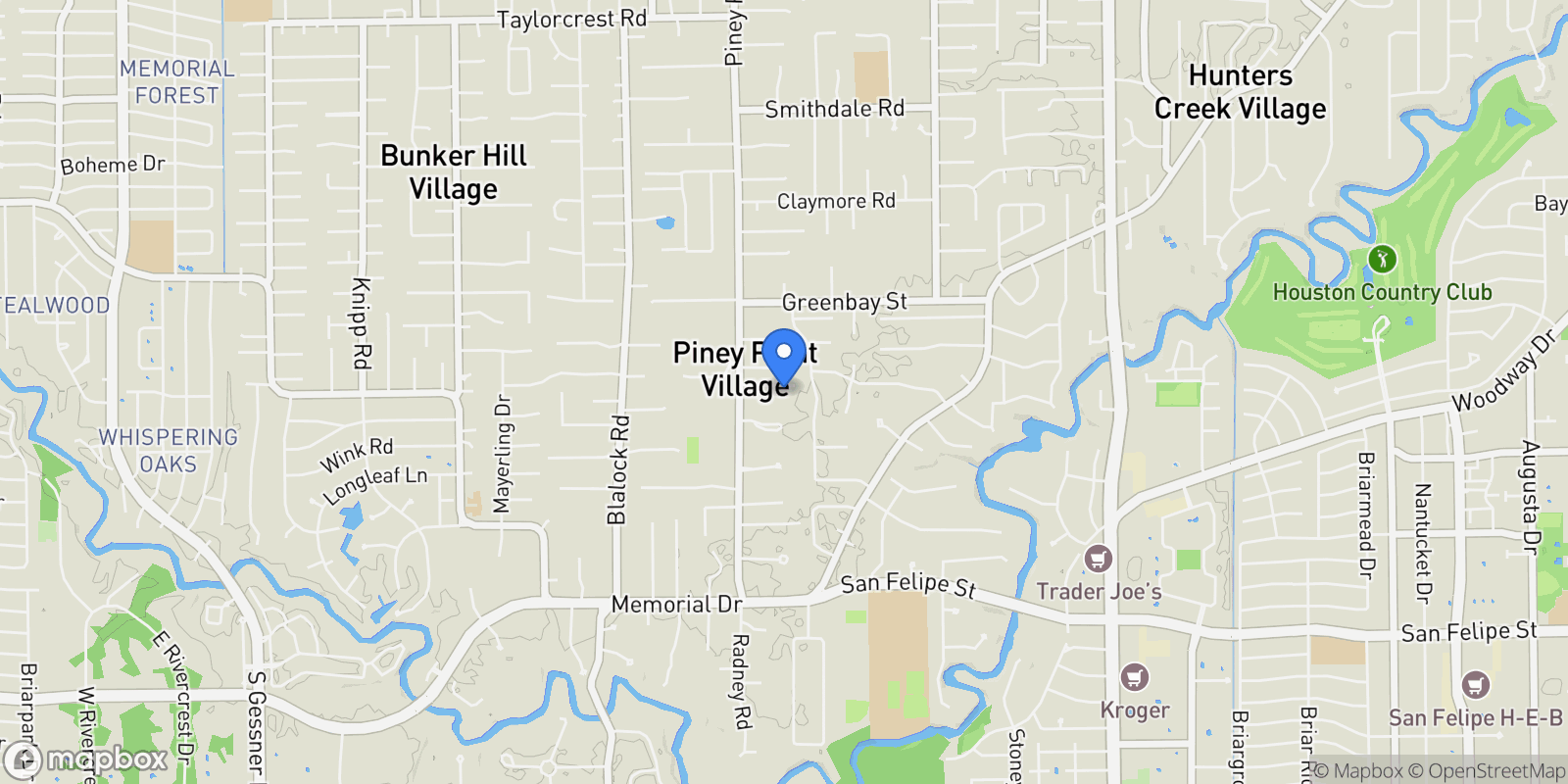 Map showing 354 Piney Point Road, Houston, Texas, United States.