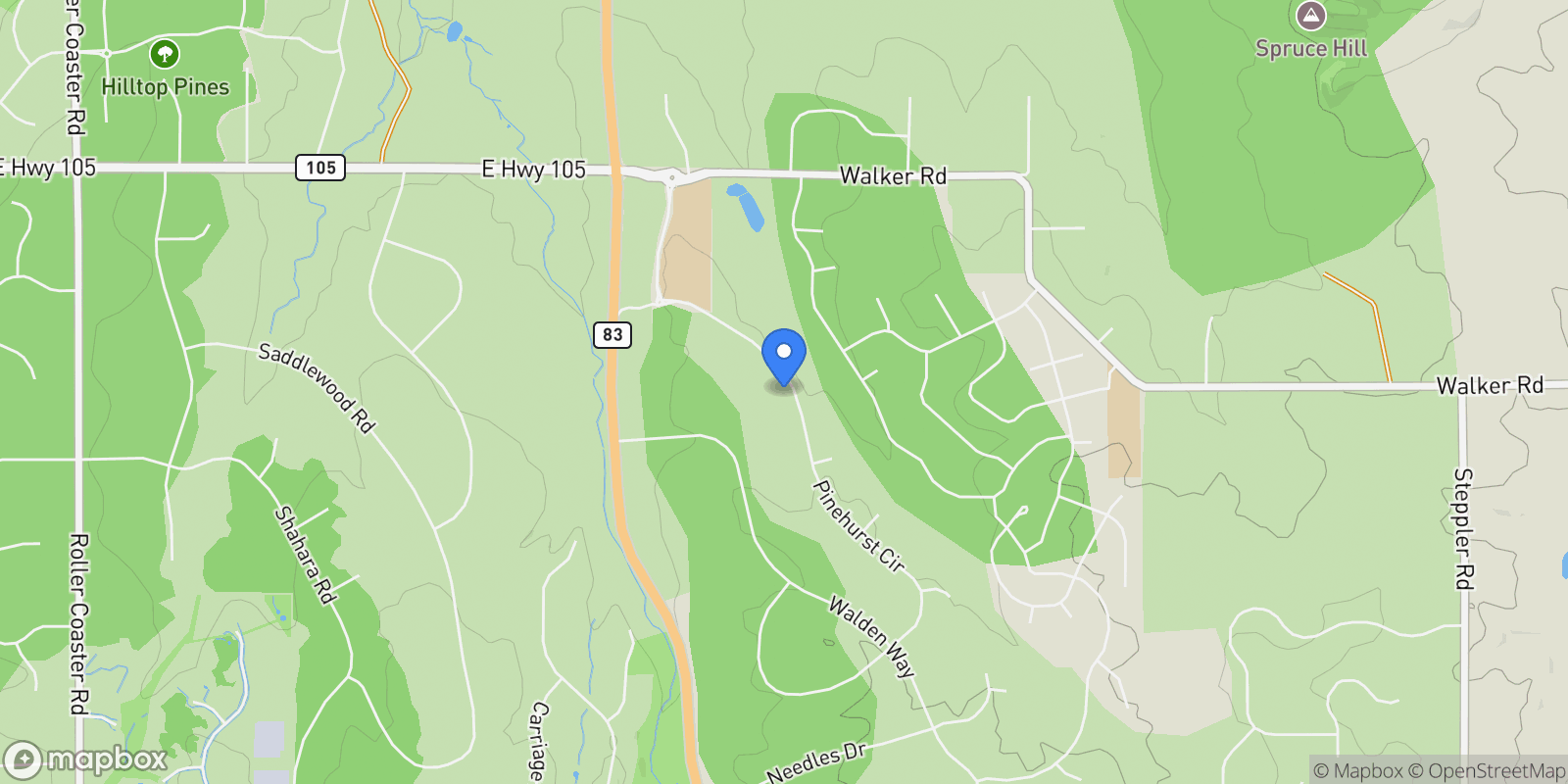 Map showing 4136 Pinehurst Circle, Colorado Springs, Colorado, United States.