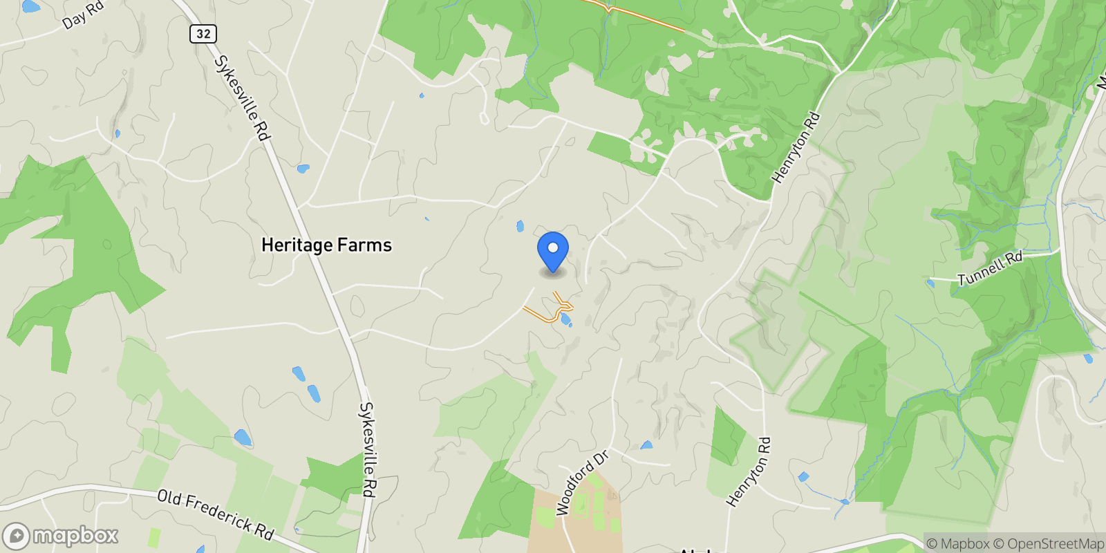 Map showing 1336 CROWS FOOT RD, MARRIOTTSVILLE, MD, 21104, USA, Eldersburg, Maryland, United States.