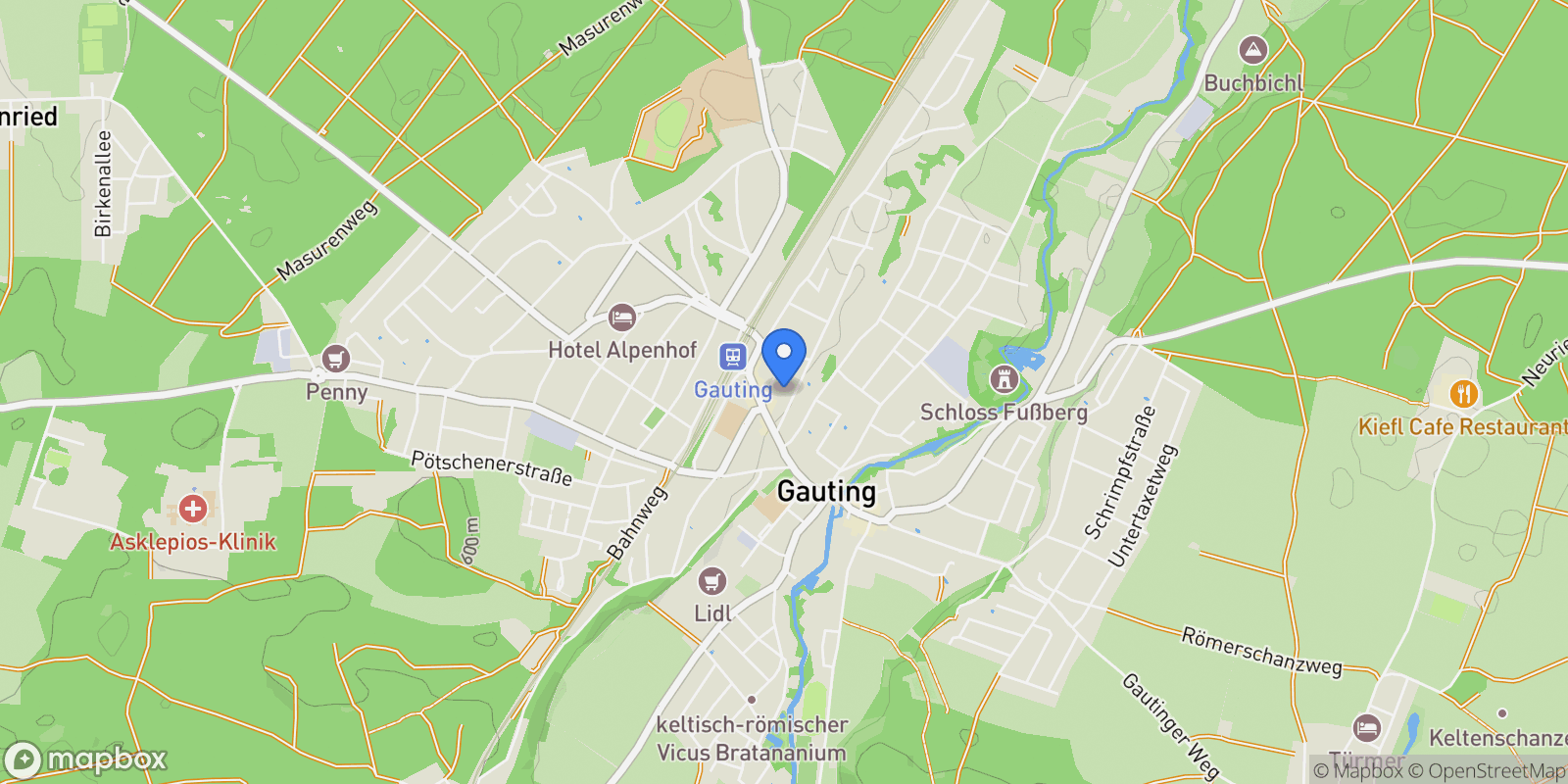 Map showing Gauting, Bavaria, Germany.