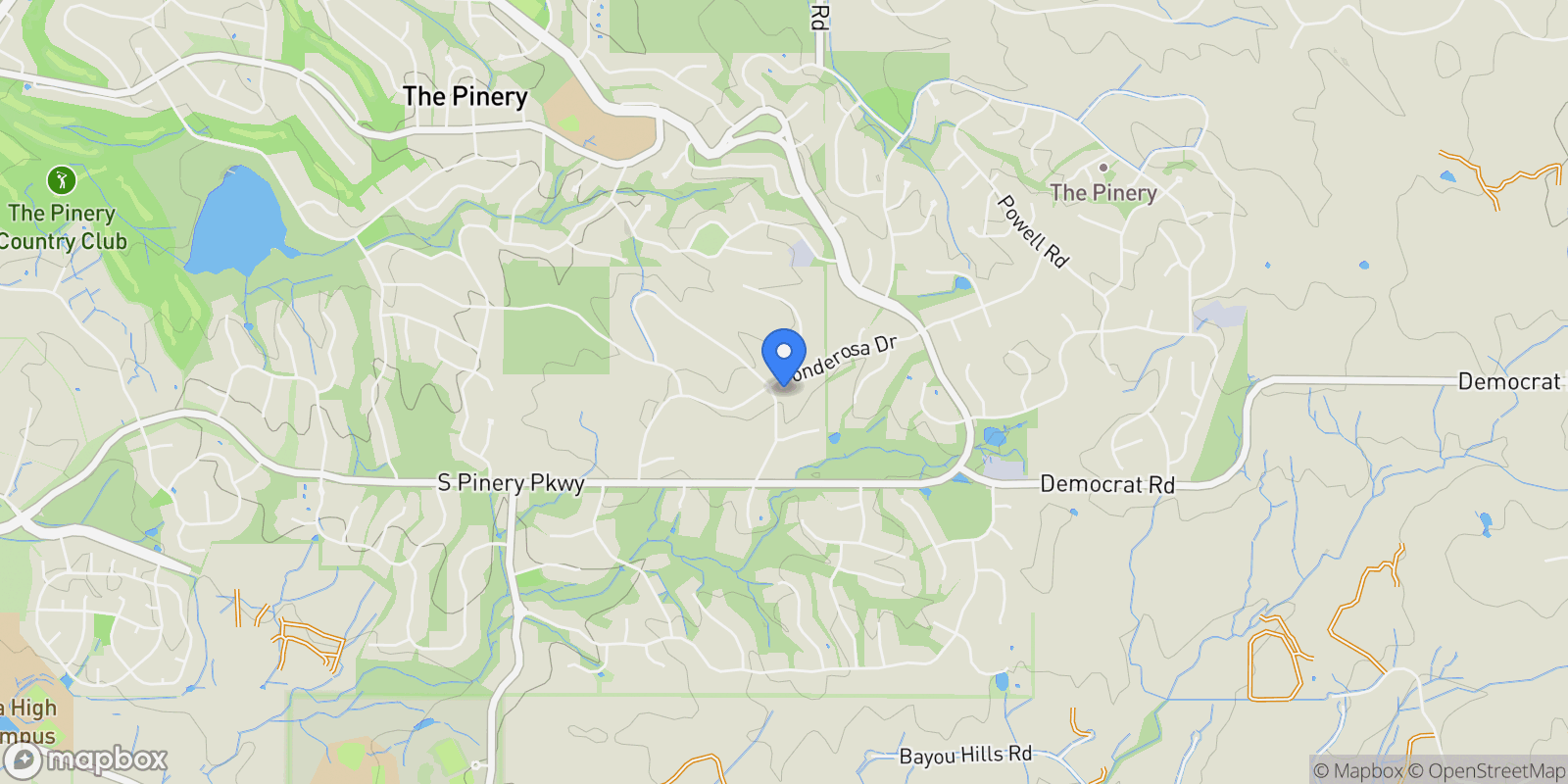 Map showing 5588 Ponderosa Drive, Parker, Colorado, United States.