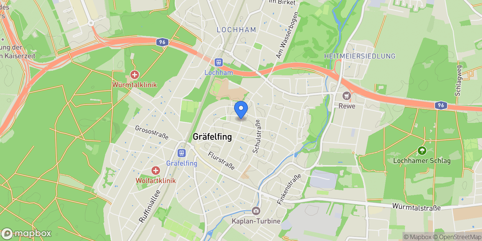Map showing Gräfelfing, Bavaria, Germany.