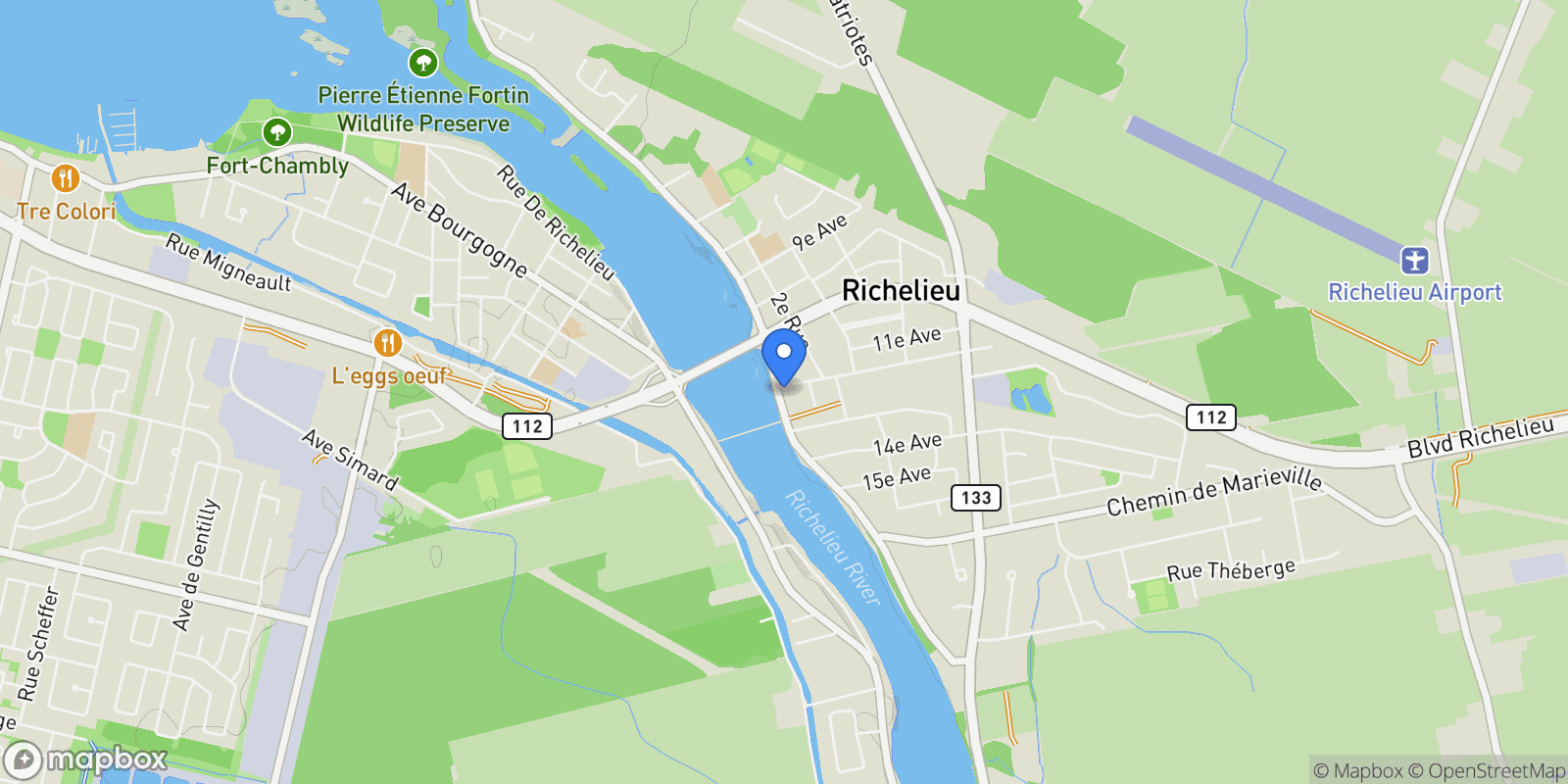 Map showing 1204 1re Rue, Richelieu, QC J3L3W9, Richelieu, Quebec, Canada.