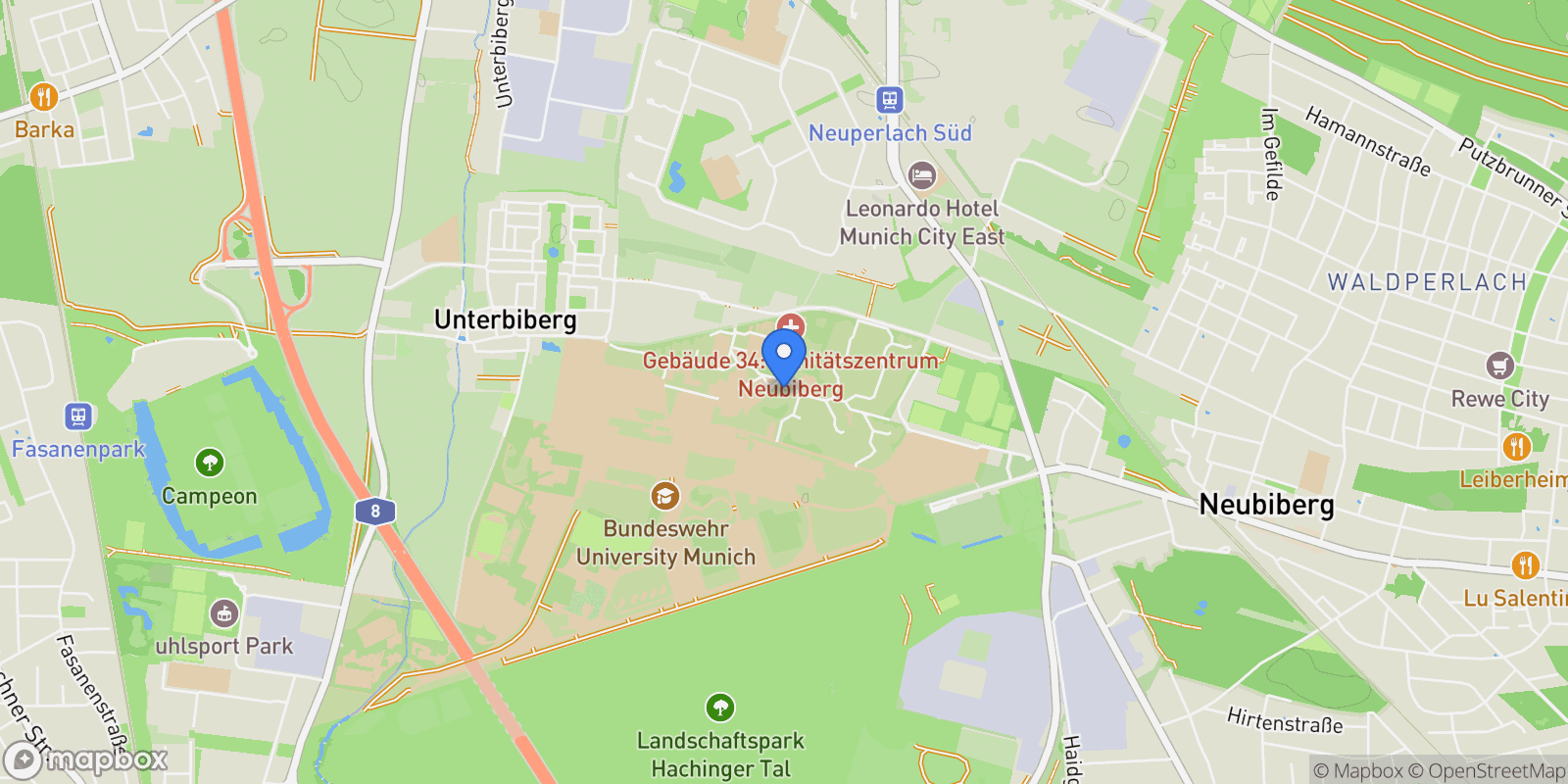 Map showing Neubiberg, Bavaria, Germany.