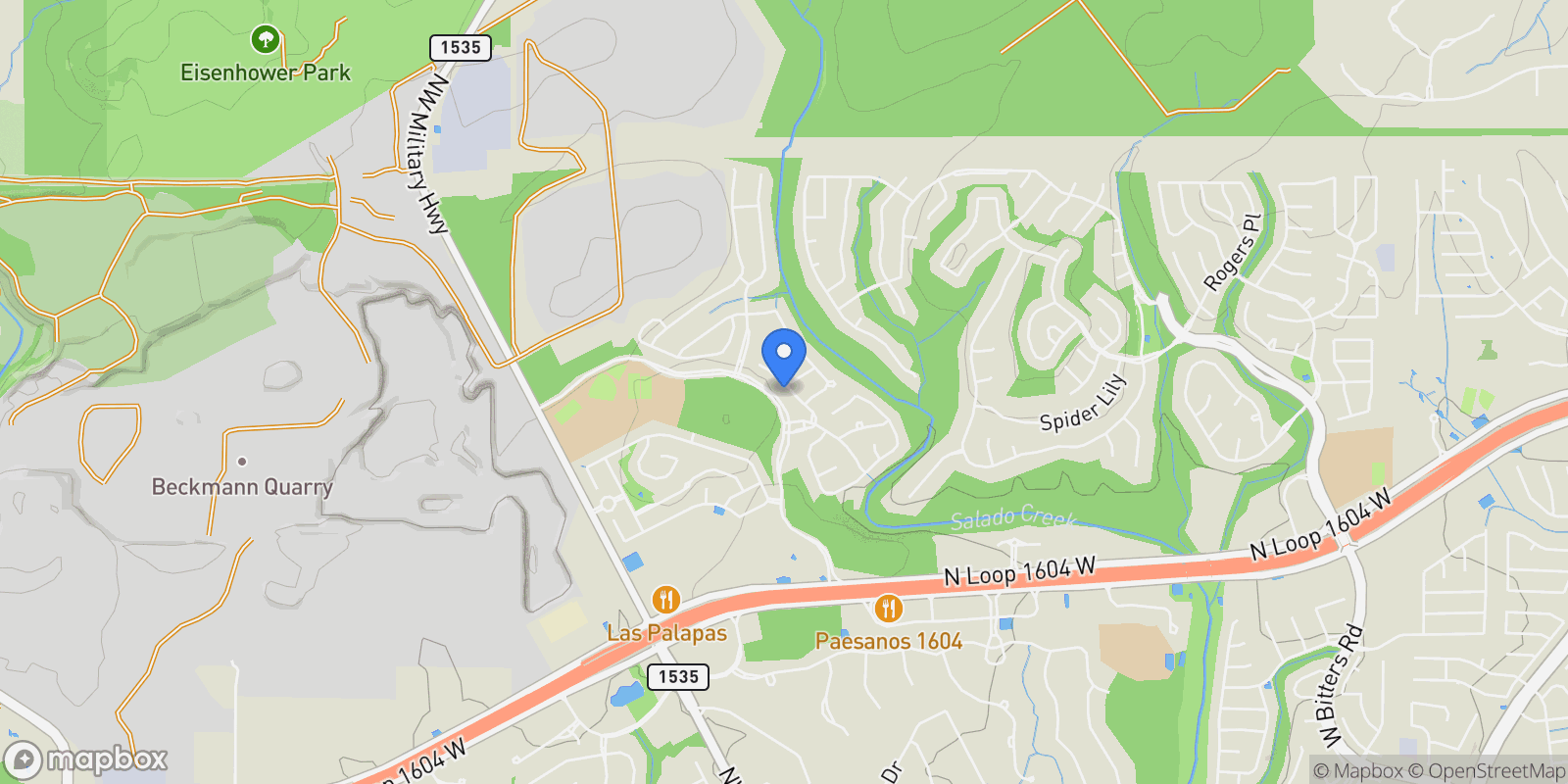 Map showing 18119 Abingdon Place, San Antonio, TX 78257, San Antonio, Texas, United States.
