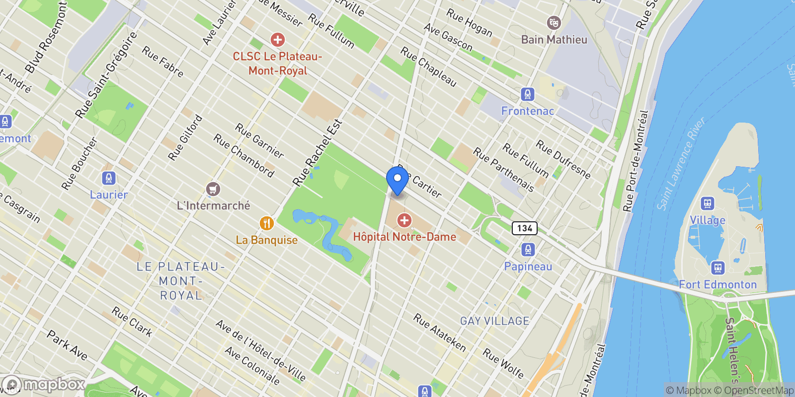 Map showing 2277 Rue De Champlain, Montreal, QC H2L2T1, Montreal, Quebec, Canada.