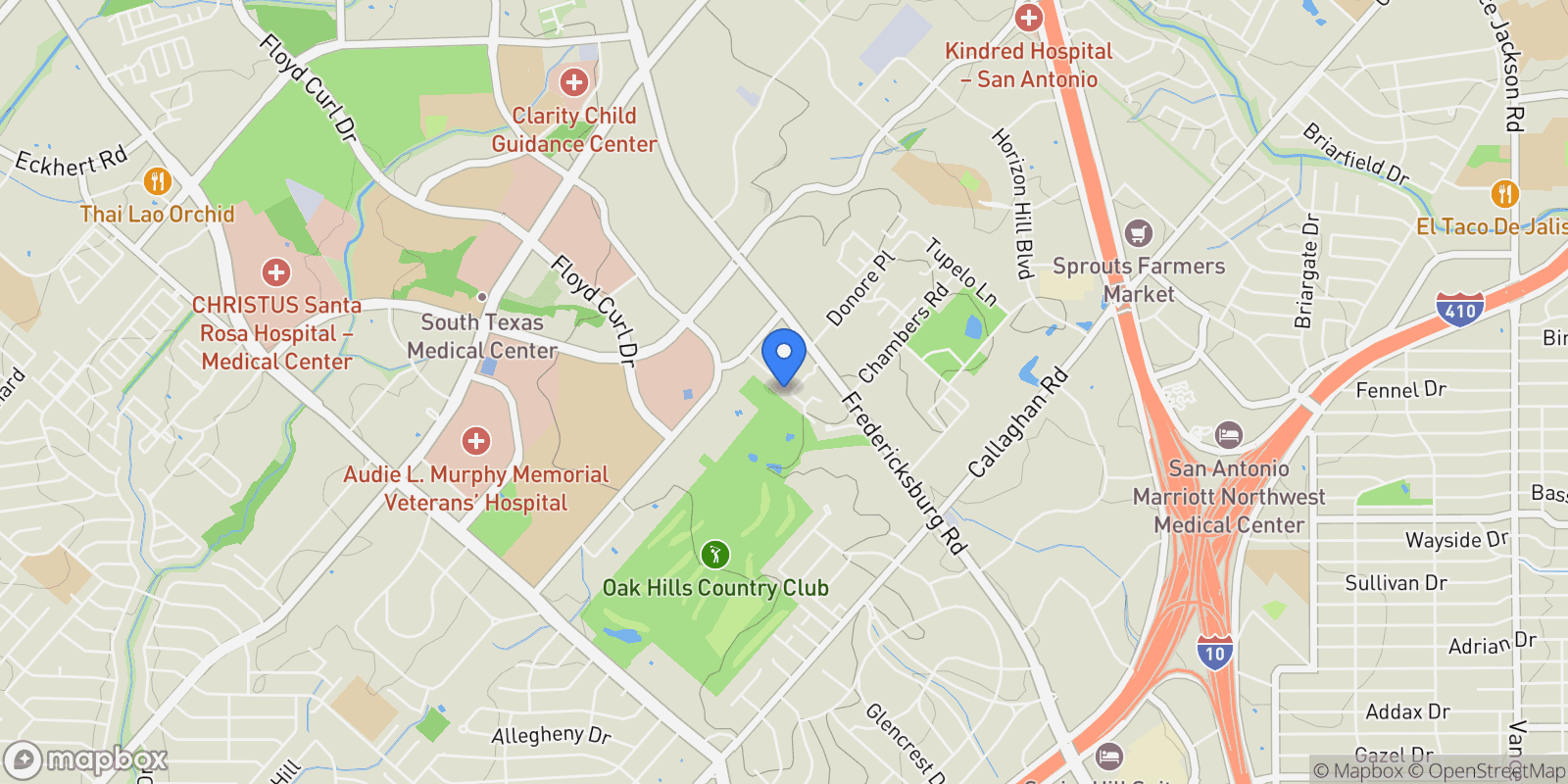 Map showing 4139 CLIFF OAKS ST, San Antonio, TX 78229, San Antonio, Texas, United States.