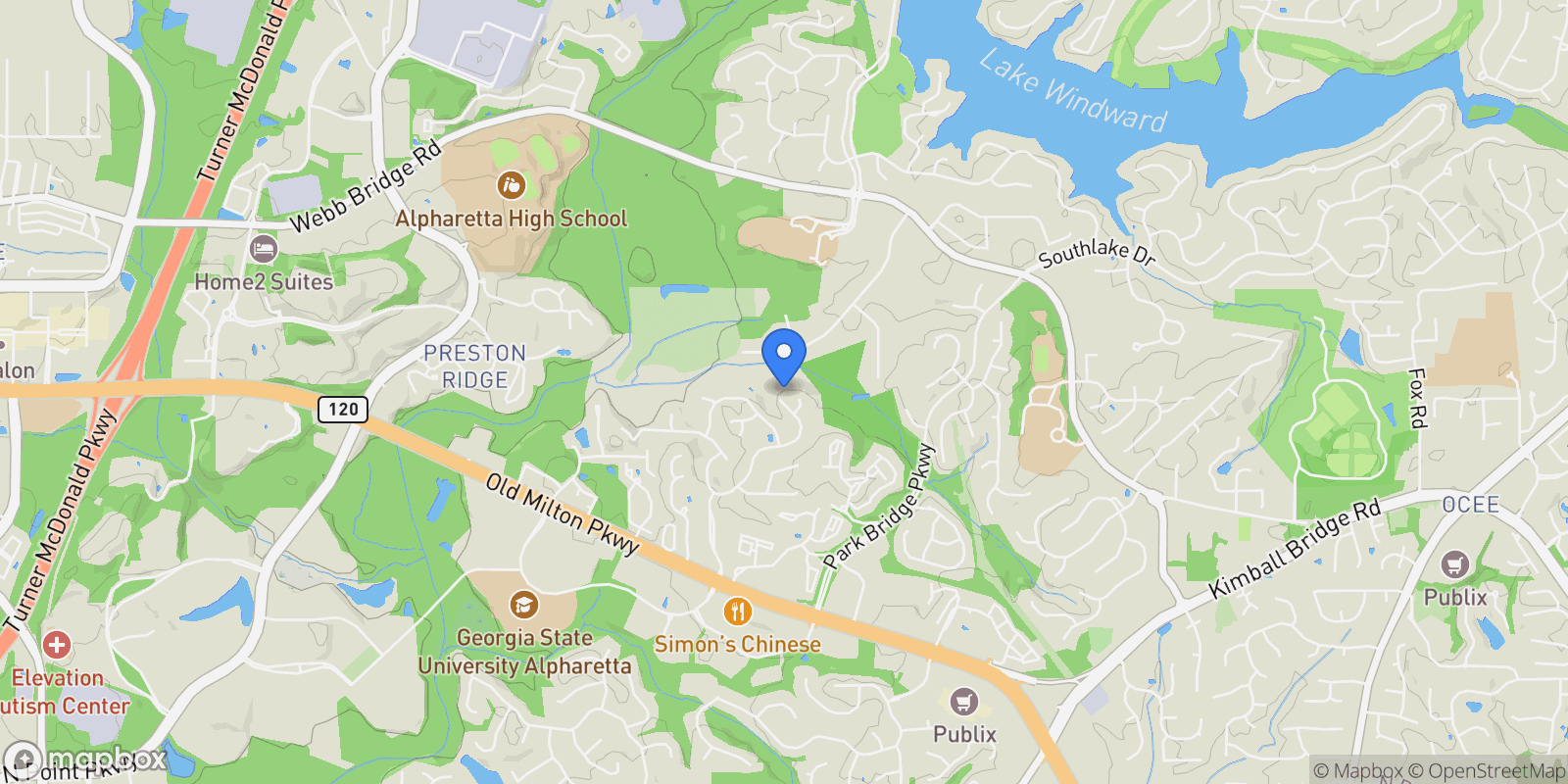Map showing 535 Tumbling Creek Drive, Alpharetta, Georgia, United States.