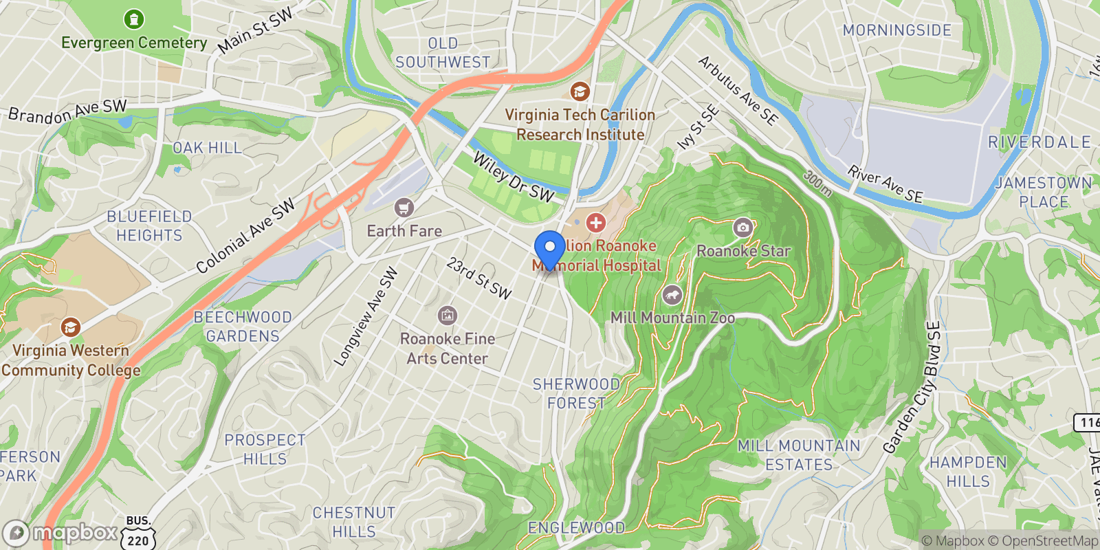 Map showing 2125 Yellow Mountain RD, Roanoke, VA, 24014, USA, Roanoke, Virginia, United States.