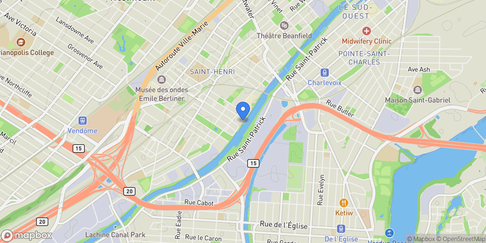 Map showing 4250 Rue St-Ambroise, Apt. 209, LeSudOuest, QC H4C3R4, Montreal, Quebec, Canada.