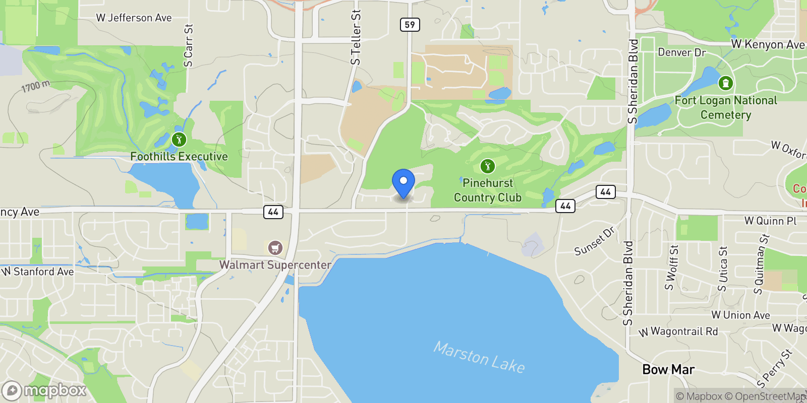 Map showing 4275 S Pierce Street, Denver, Colorado, United States.