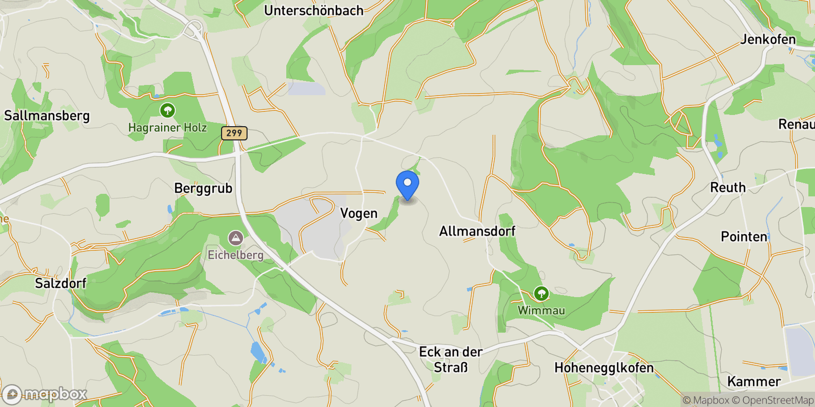 Map showing Kumhausen, Bavaria, Germany.