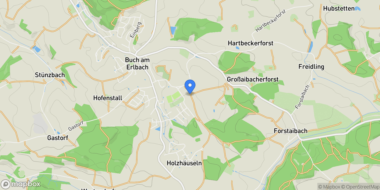 Map showing Buch am Erlbach, Bavaria, Germany.