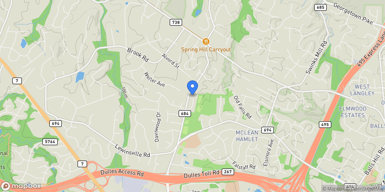 Map showing 1200 CHADSWORTH CT, MCLEAN, VA, 22102, USA, McLean, Virginia, United States.