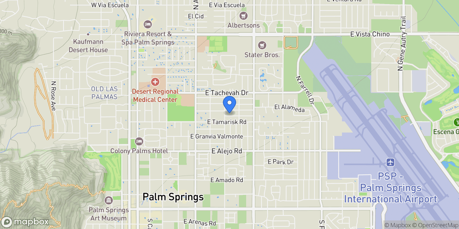 Map showing 1272 E Verbena DR, Palm Springs, California, United States.