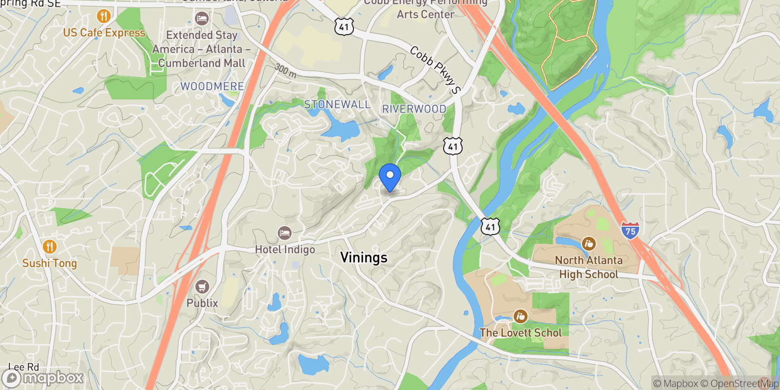 Map showing 31 Pointe Terrace SE, Atlanta, Georgia, United States.