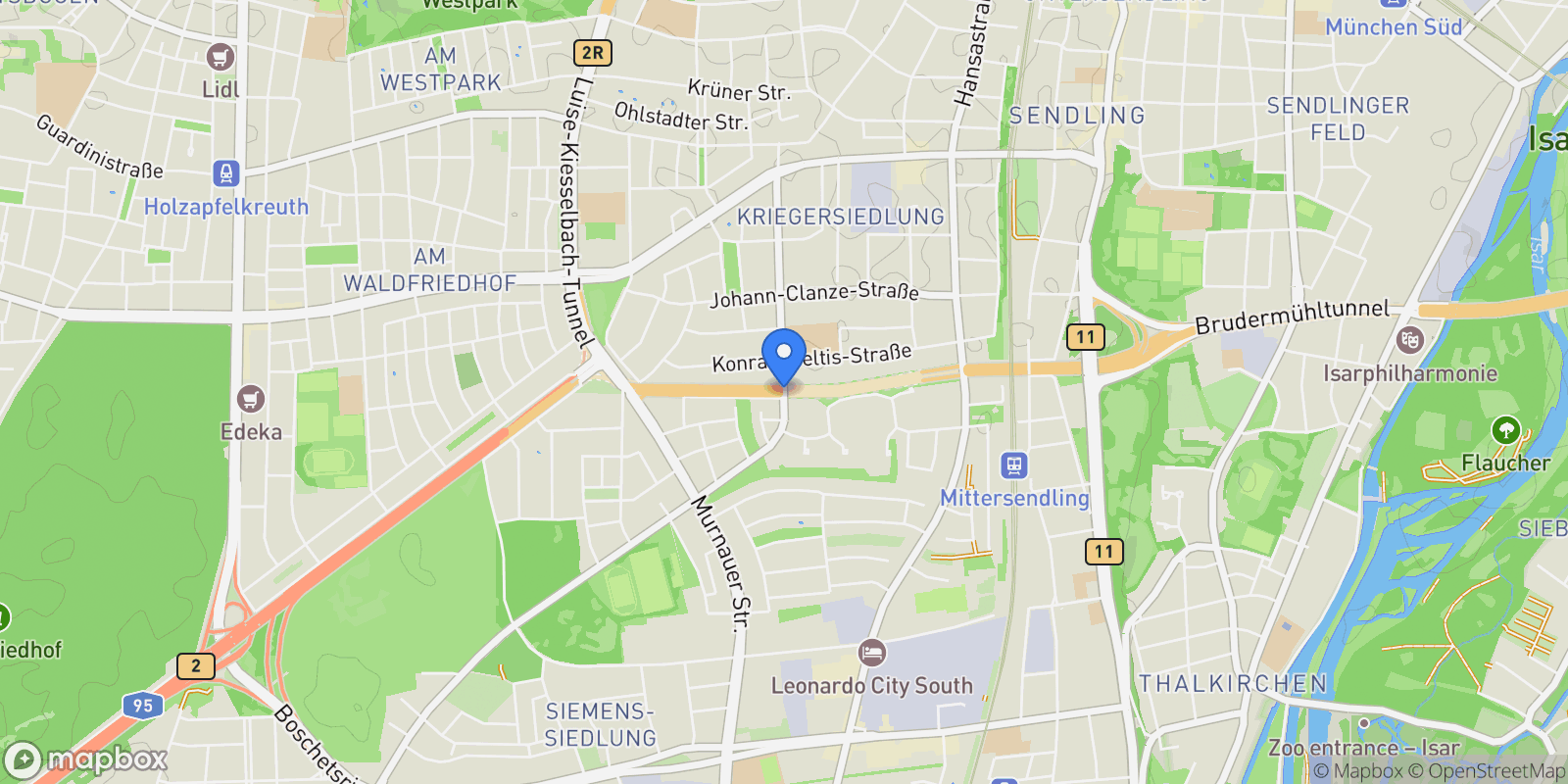 Map showing Munich, Bavaria, Germany.