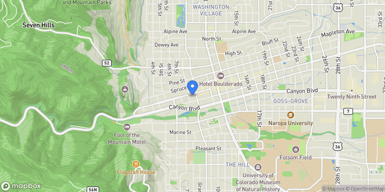 Map showing 820 Pearl Street, Boulder, Colorado, United States.