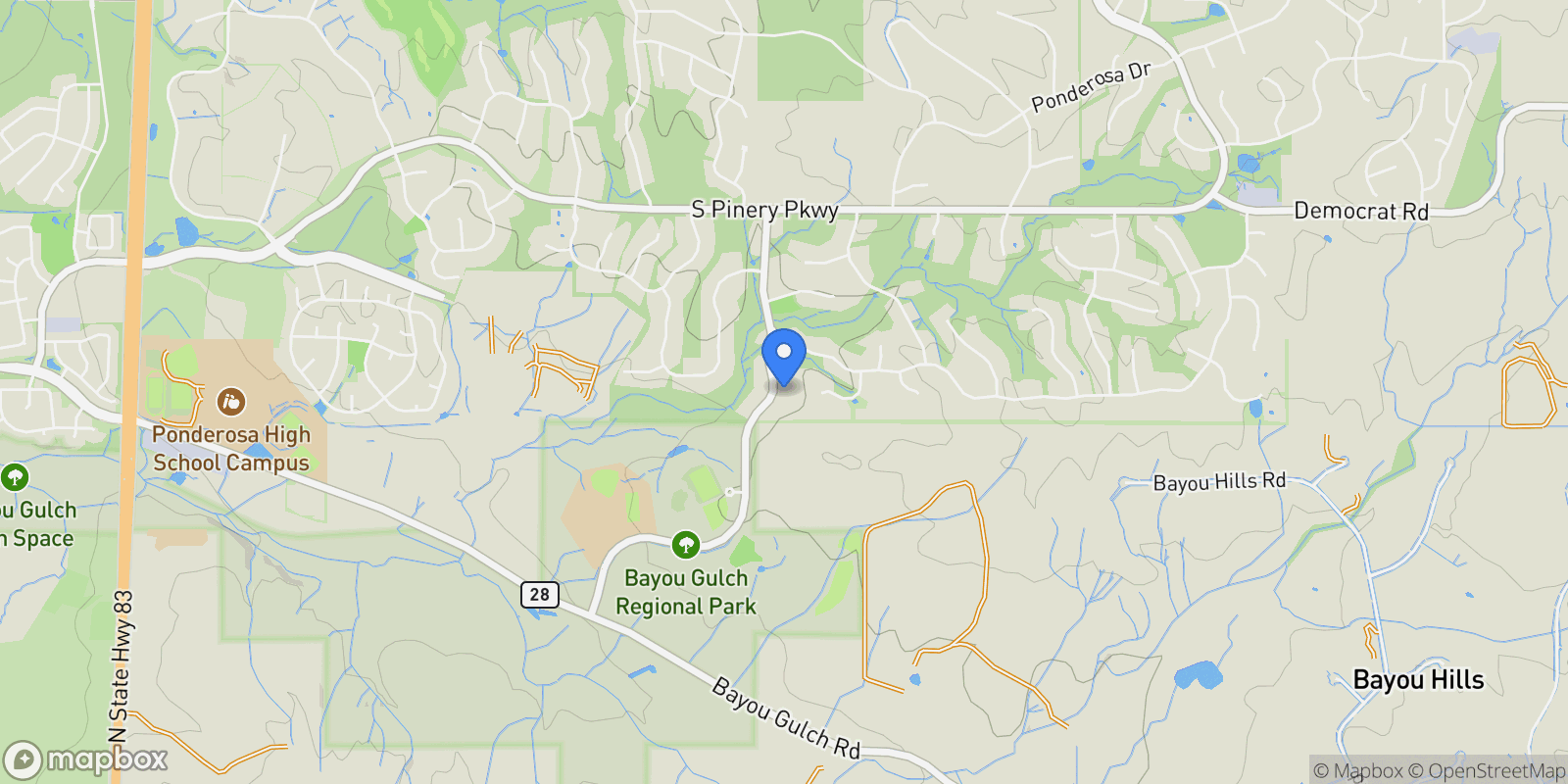 Map showing 5086 Fox Sparrow Road, Parker, Colorado, United States.