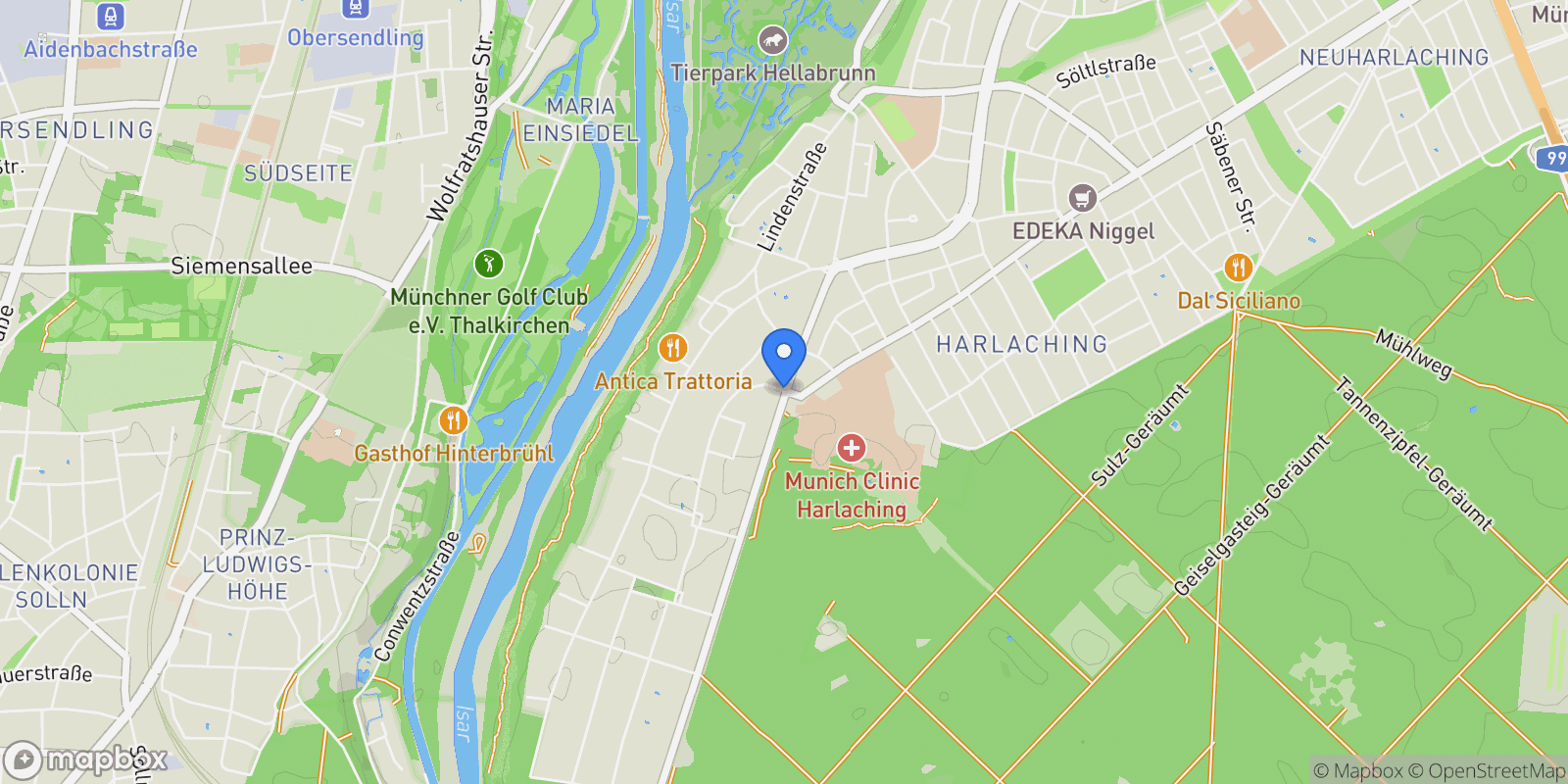 Map showing Munich, Bavaria, Germany.