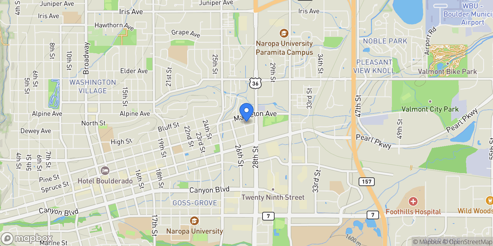 Map showing 2709 Pine Street, Boulder, Colorado, United States.
