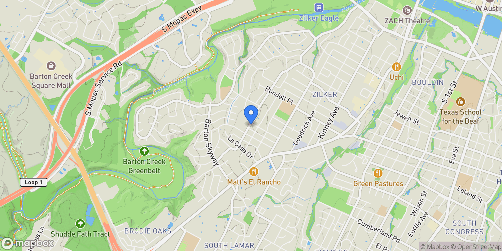 Map showing 2209 Rae Dell Ave, Austin, Texas, United States.