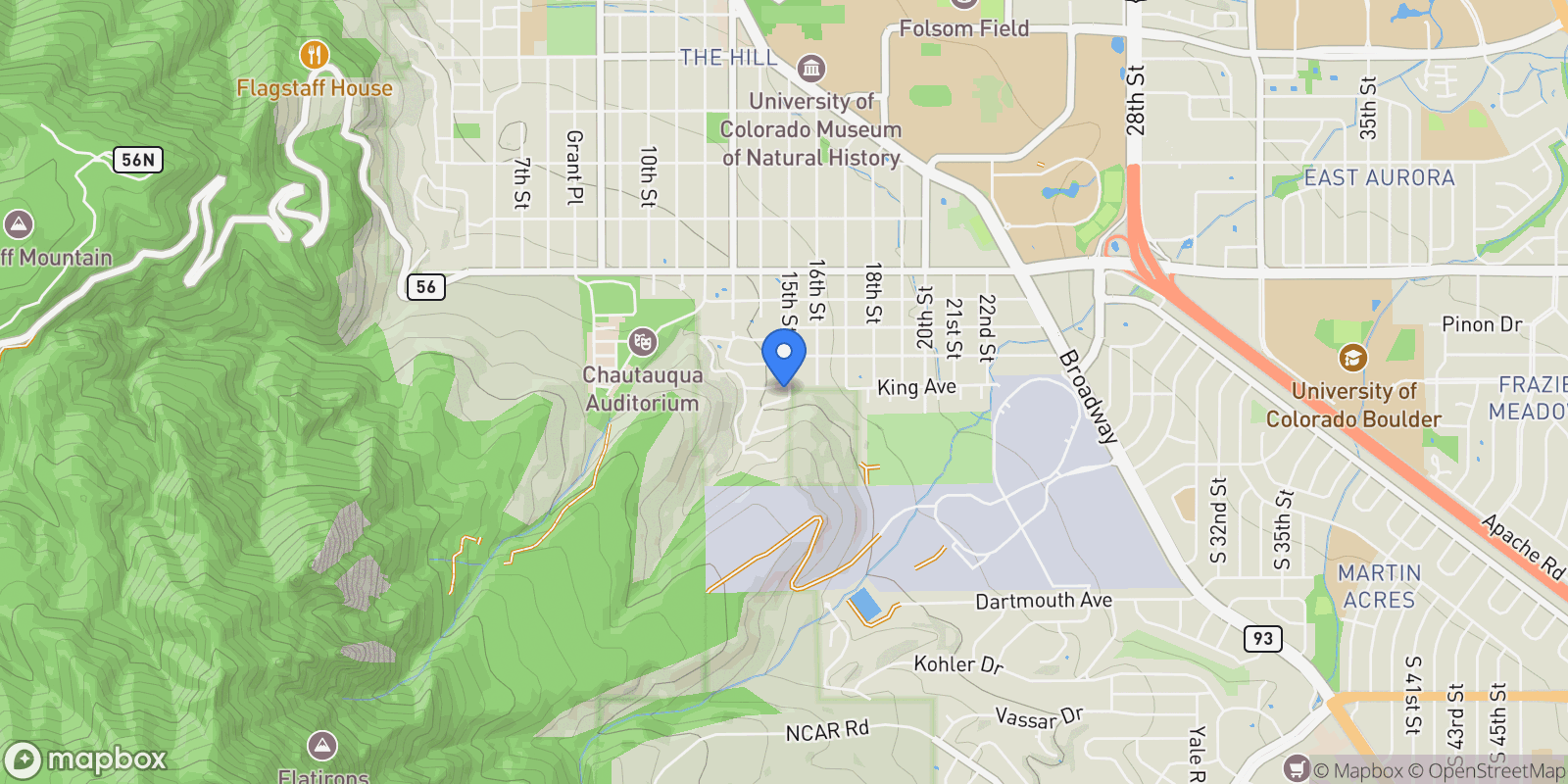 Map showing 1498 King Avenue, Boulder, Colorado, United States.