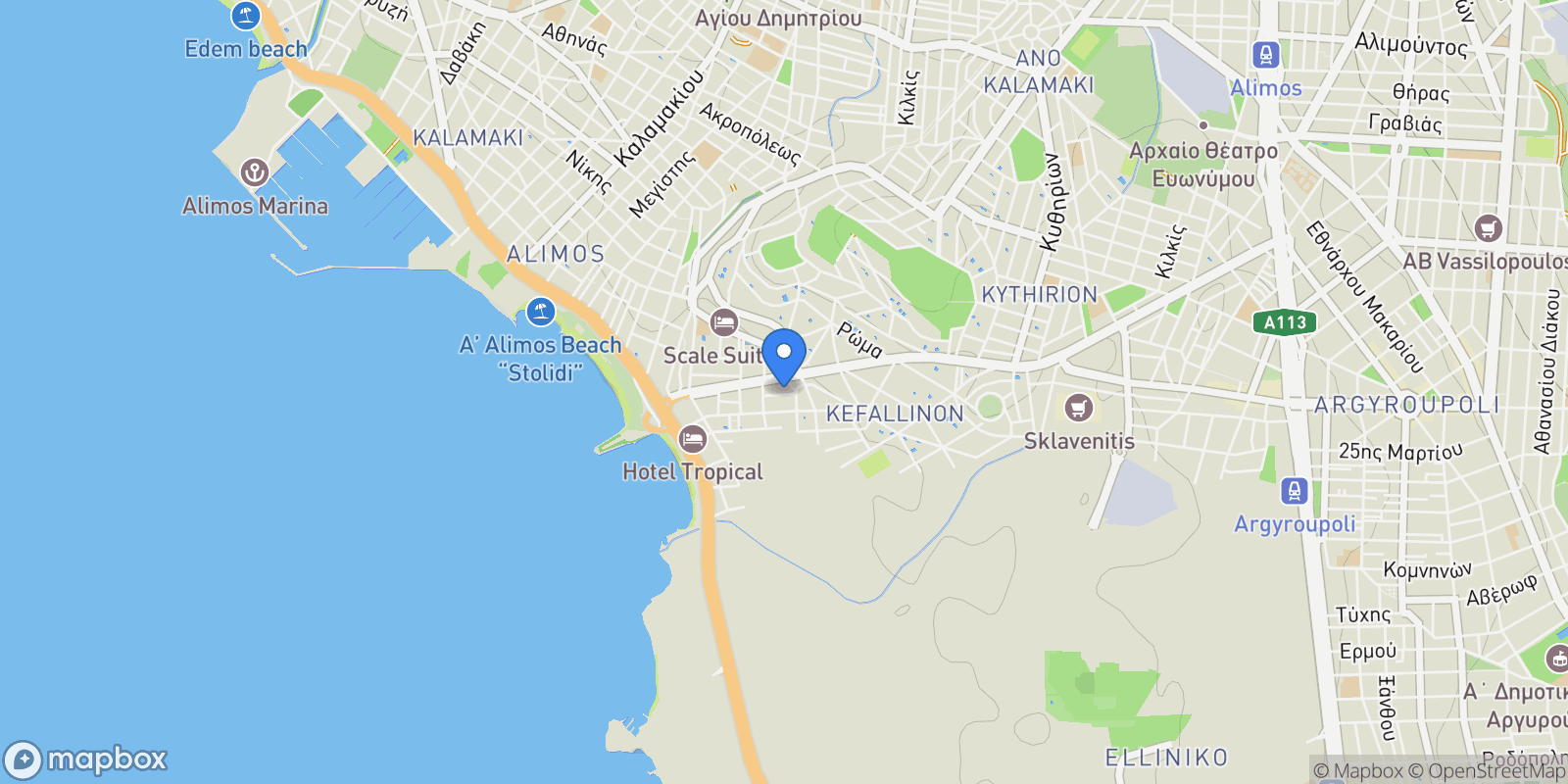 Map showing Athens - South, South Athens, Attica, Greece.