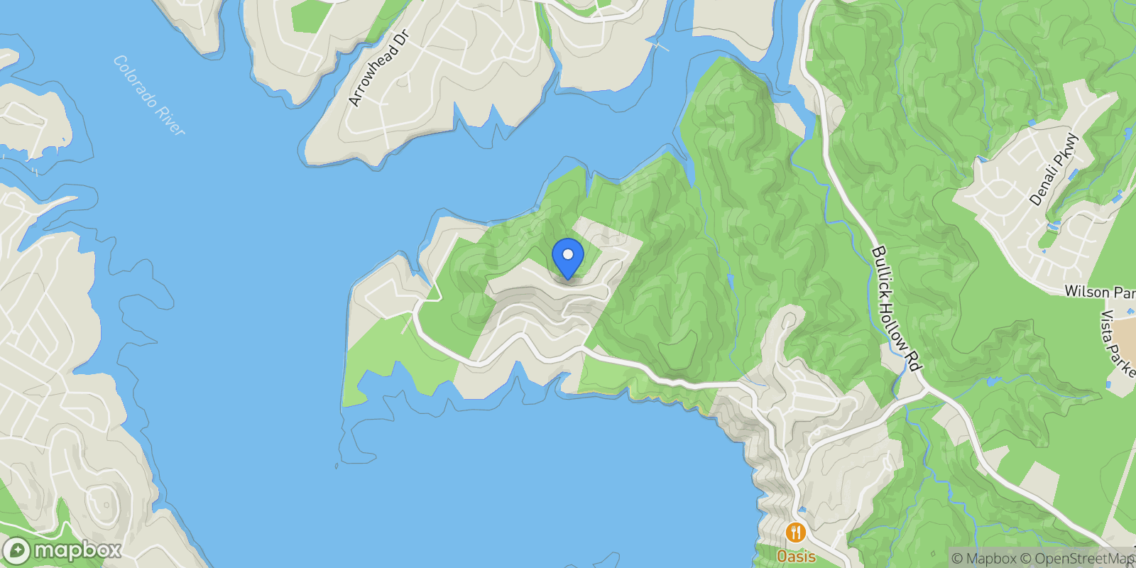 Map showing 13902 Panorama DR, Austin, Texas, United States.