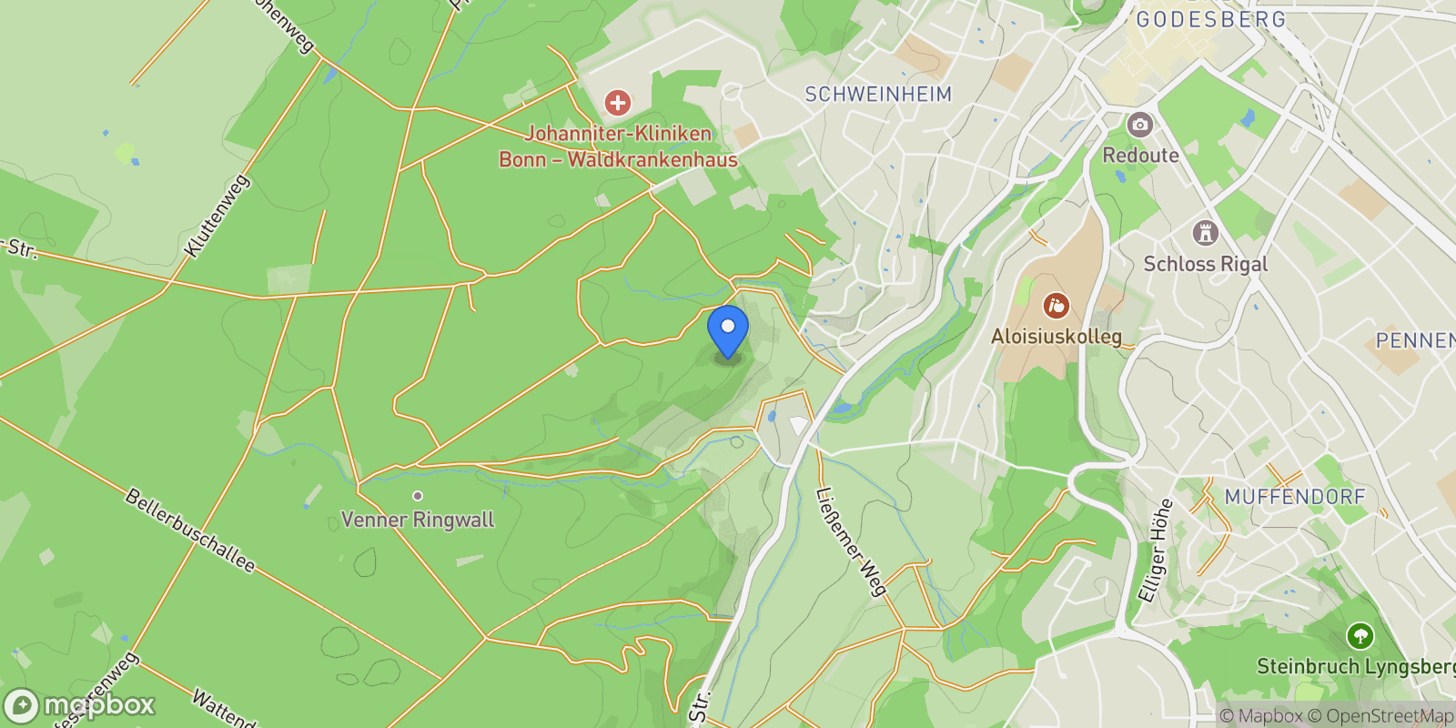 Map showing Bonn, North Rhine-Westphalia, Germany.