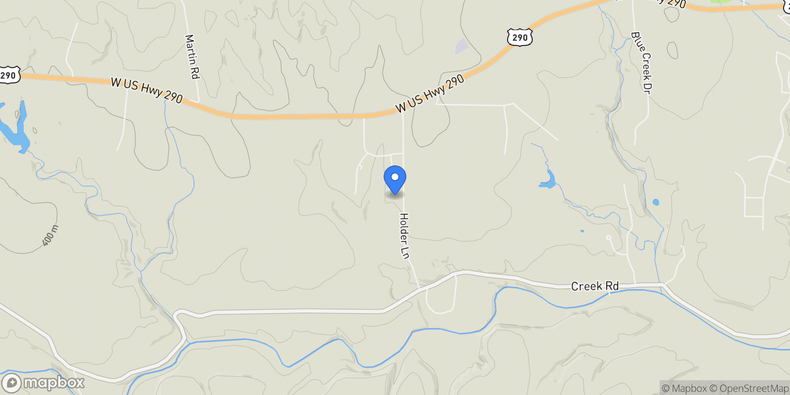 Map showing 309 Hacienda PL, Dripping Springs, Texas, United States.