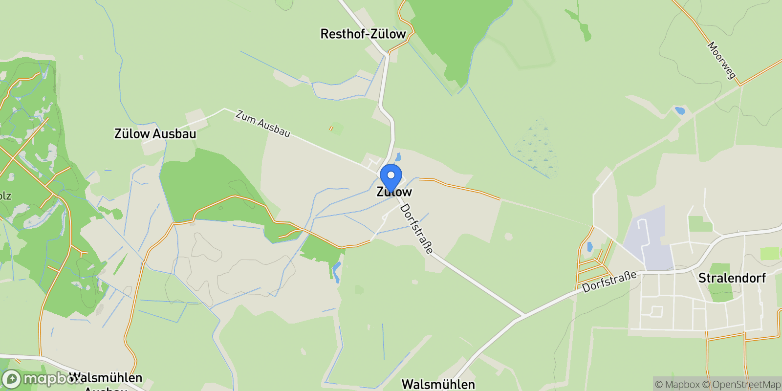 Map showing Zülow, Mecklenburg-Vorpommern, Germany.