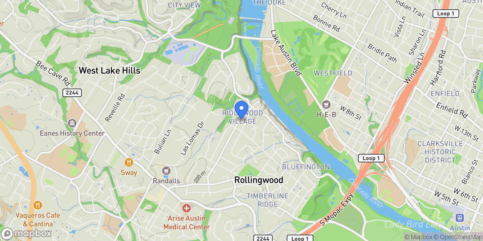 Map showing 311 Ridgewood RD, Austin, Texas, United States.