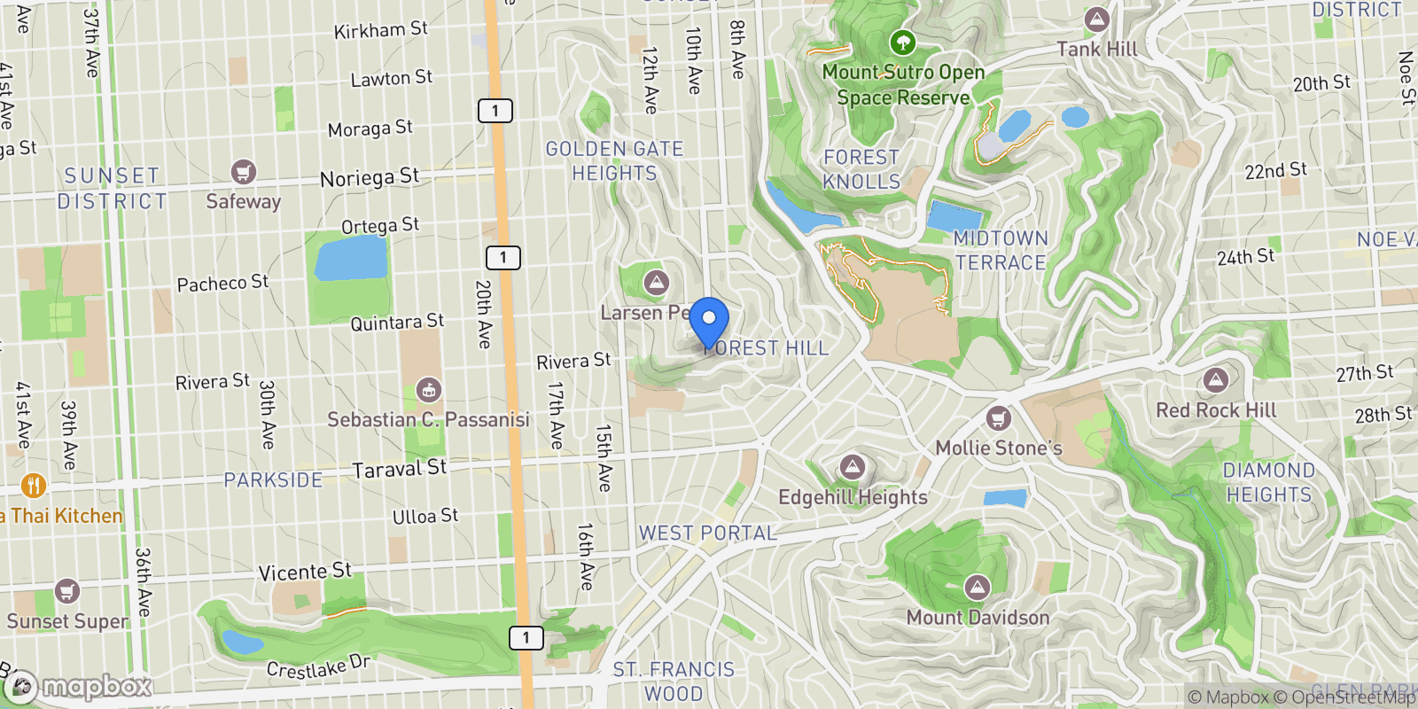 Map showing 2266 9th Avenue , San Francisco, CA 94116, San Francisco, California, United States.