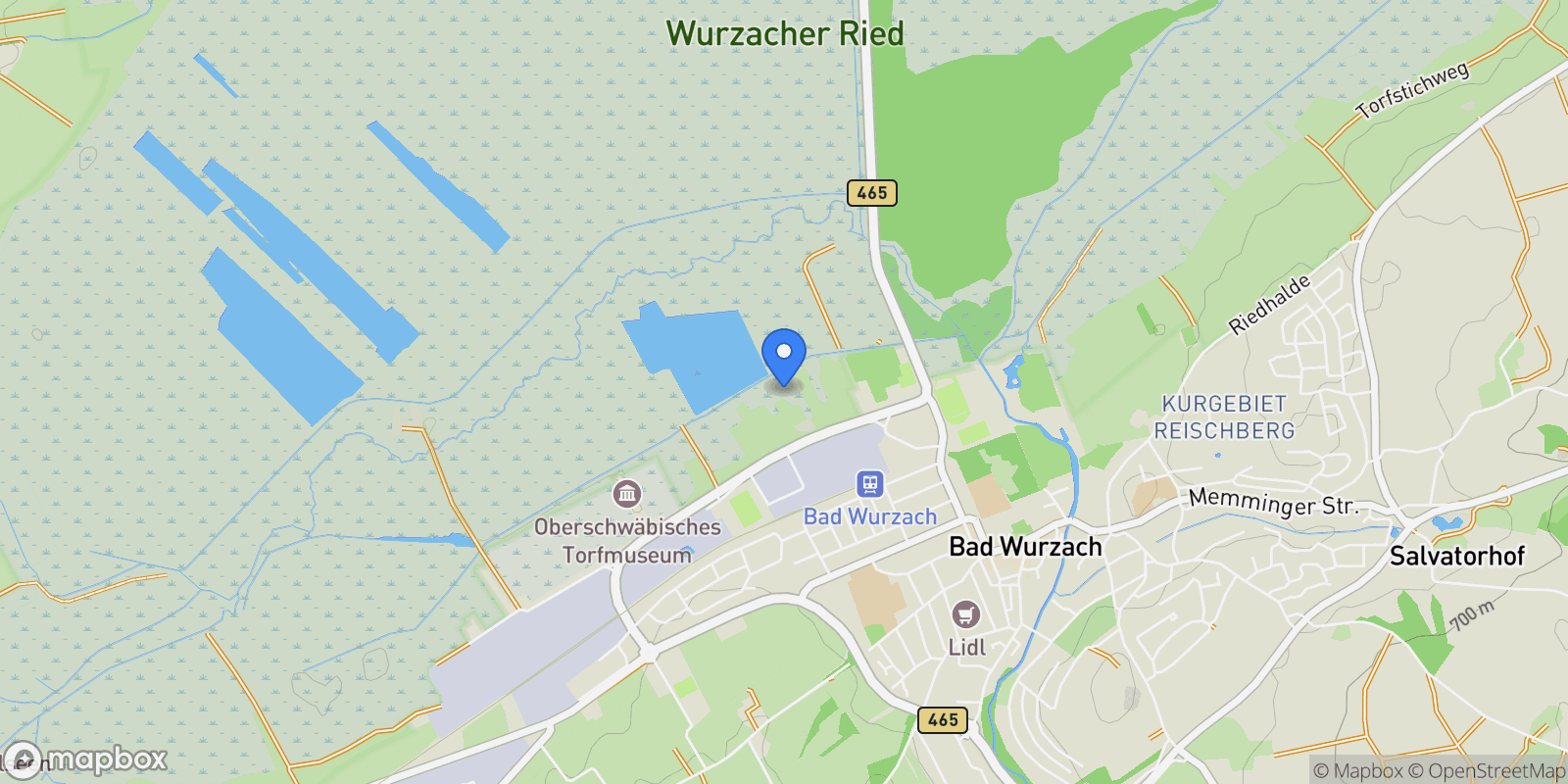 Map showing Bad Wurzach, Baden-Württemberg, Germany.