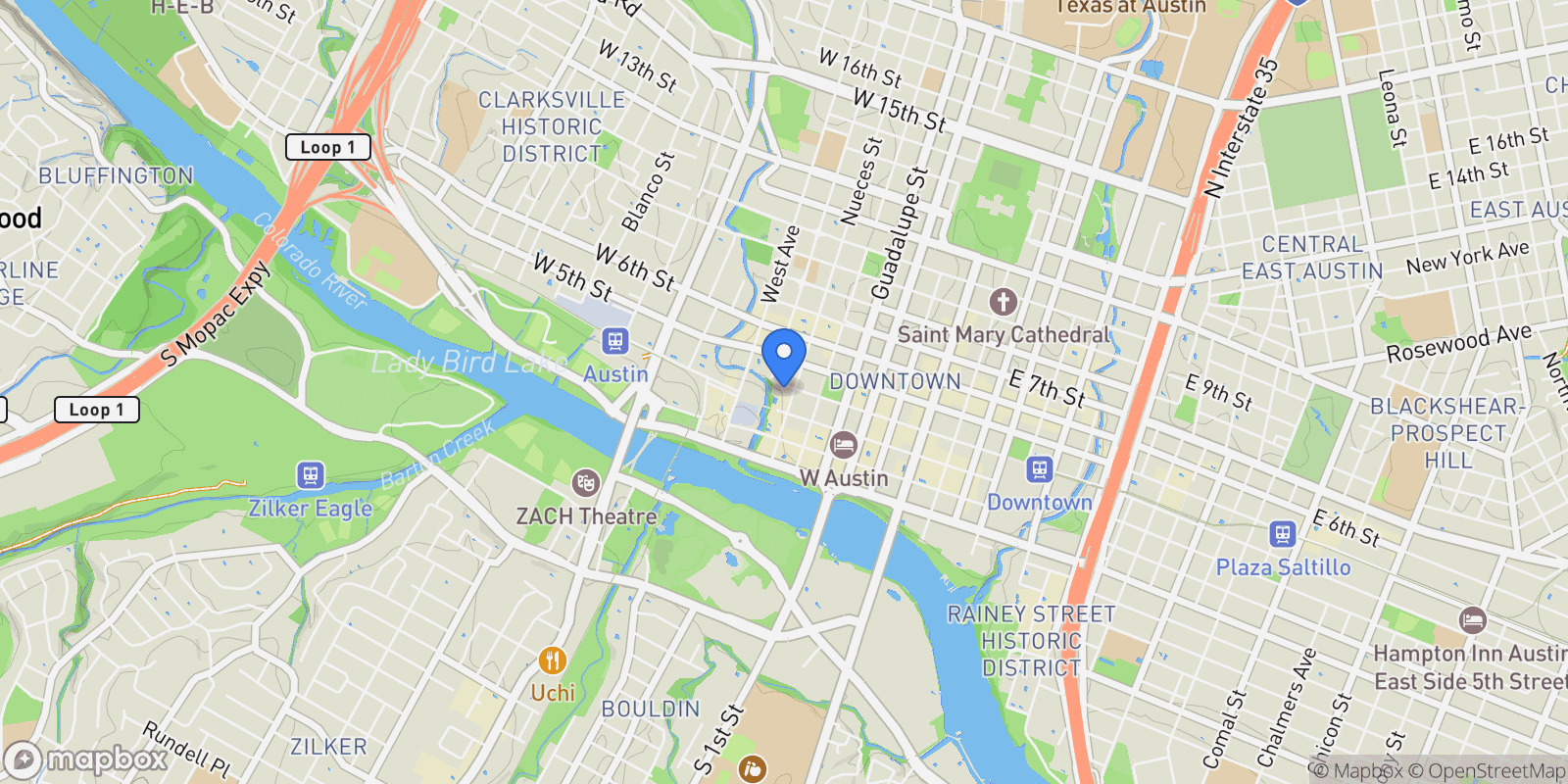 Map showing 360 Nueces ST 2802, Austin, Texas, United States.