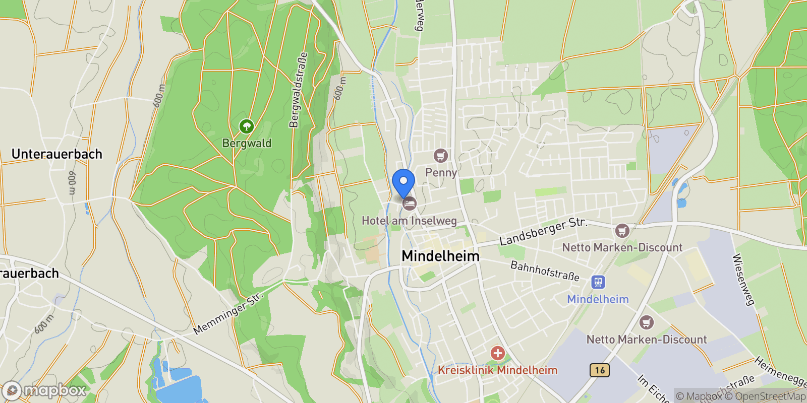 Map showing Mindelheim, Bavaria, Germany.