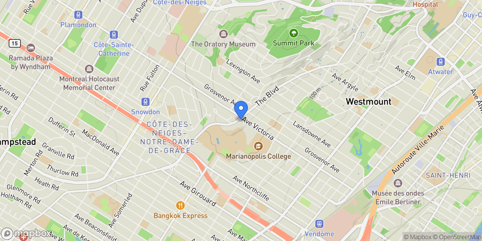Map showing 4760C Boul. The Boulevard, Westmount, QC H3Y0A1, Westmount, Quebec, Canada.