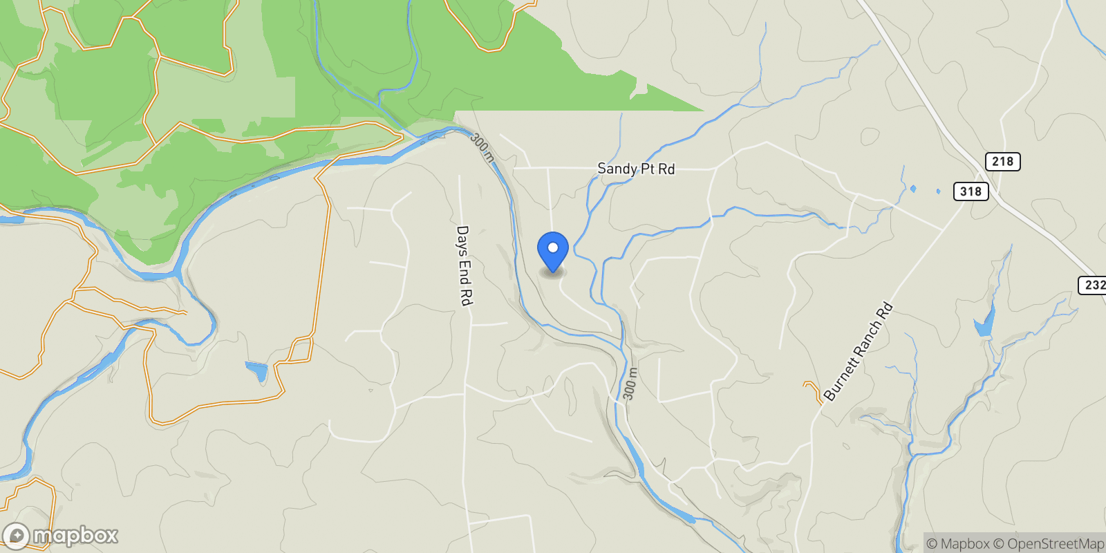 Map showing 1910 Sandy Point RD, Wimberley, Texas, United States.