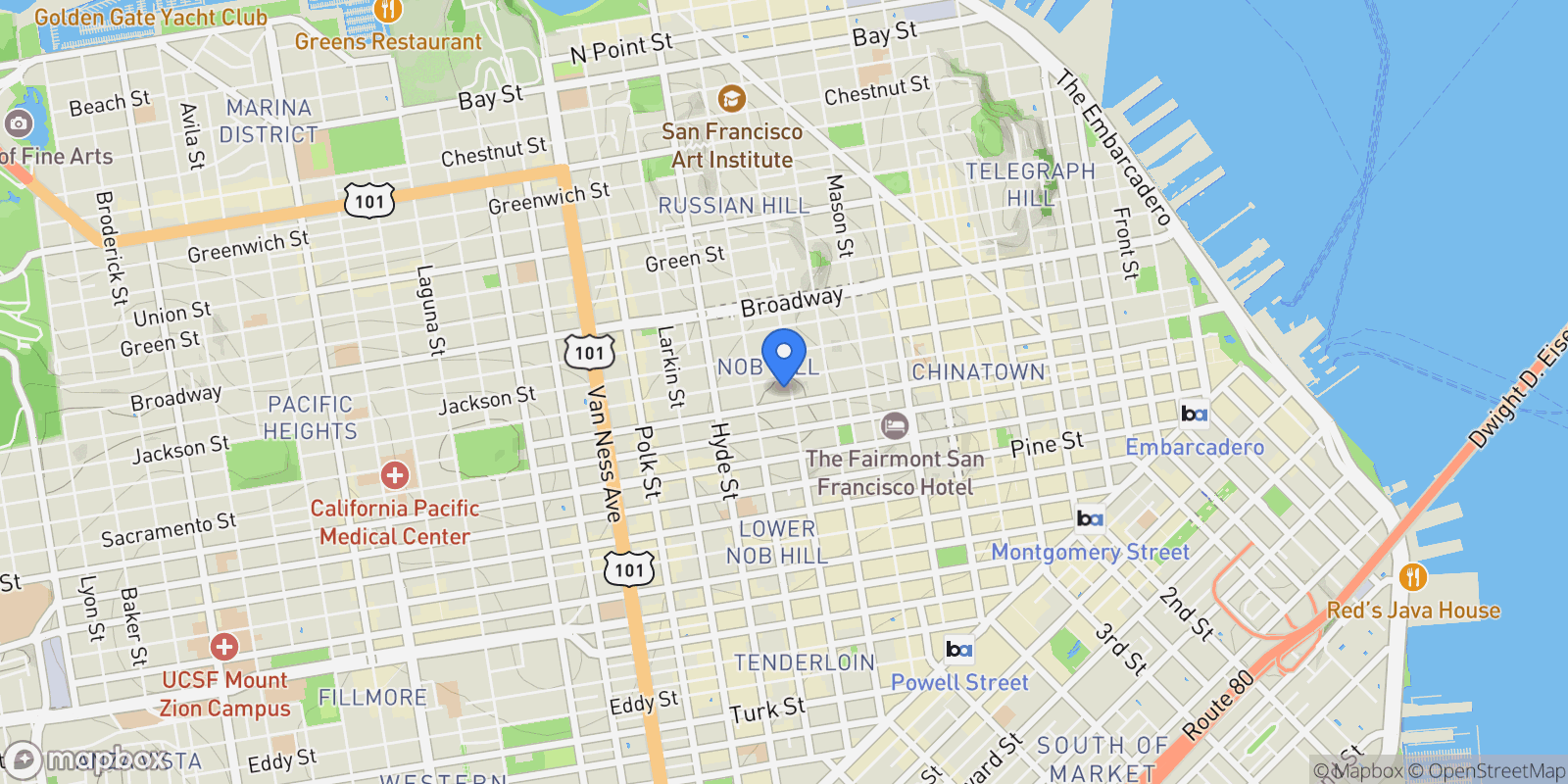 Map showing 1333 Jones St #1508 , San Francisco, CA 94109, San Francisco, California, United States.