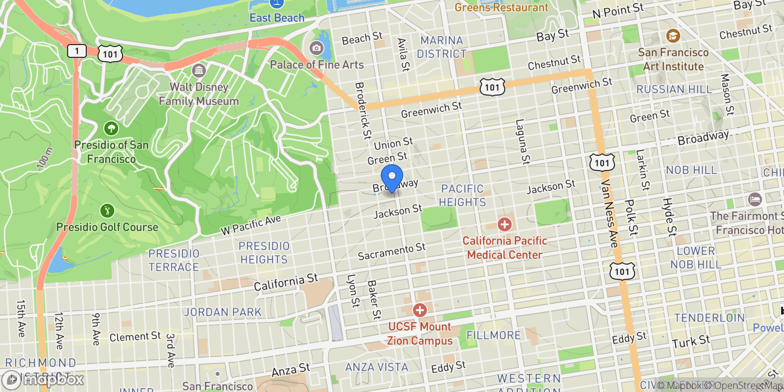 Map showing 2800 Pacific Avenue , San Francisco, CA 94115, San Francisco, California, United States.