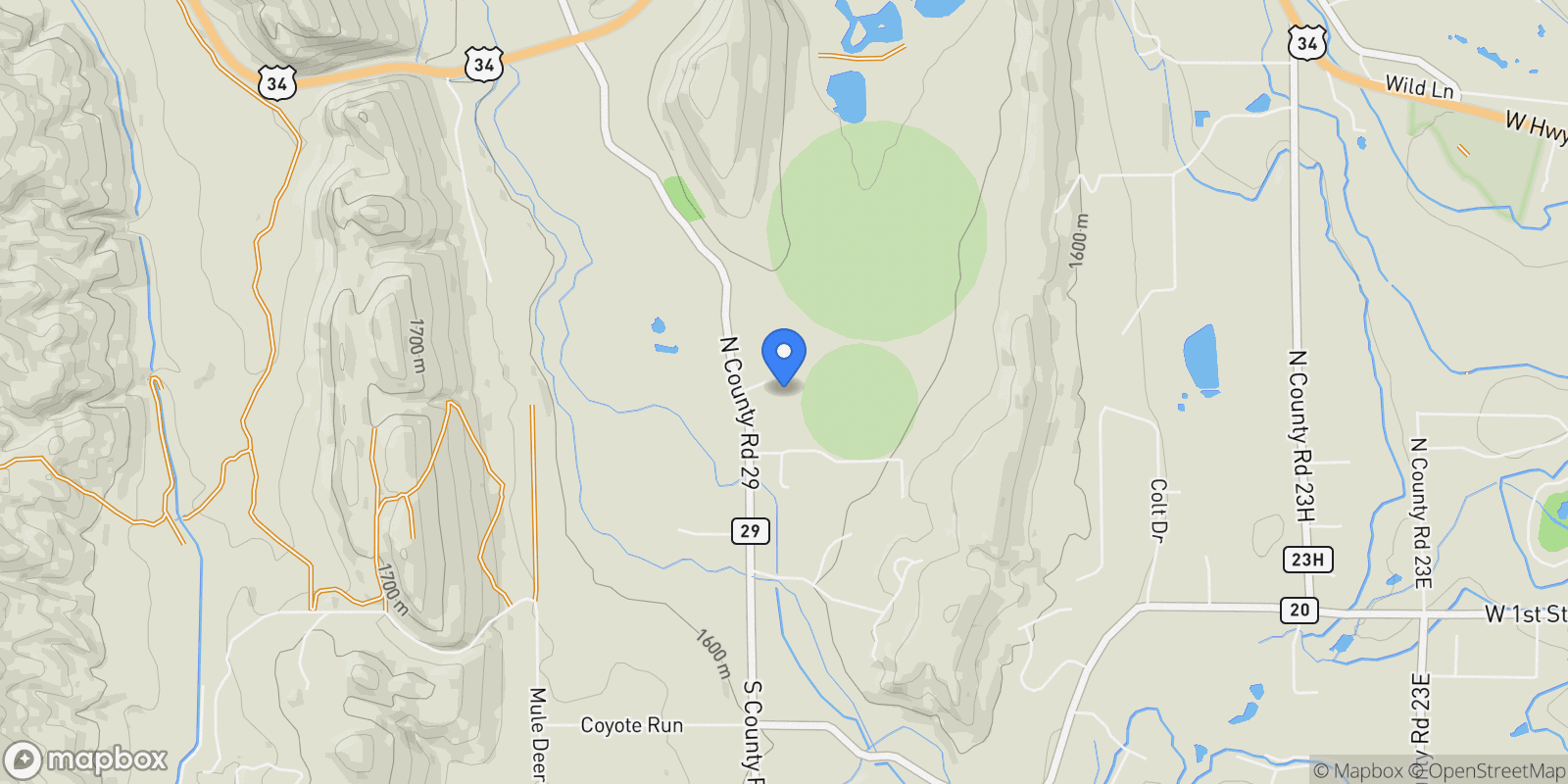 Map showing 7864 Heart J Trail, Berthoud, Colorado, United States.