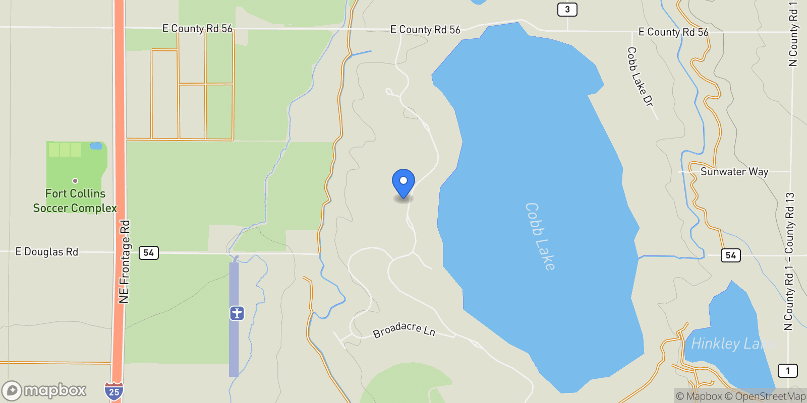 Map showing 3947 Taliesin Way, Fort Collins, Colorado, United States.