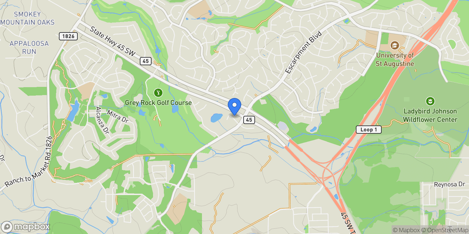 Map showing 6420 Antigo LN, Austin, Texas, United States.