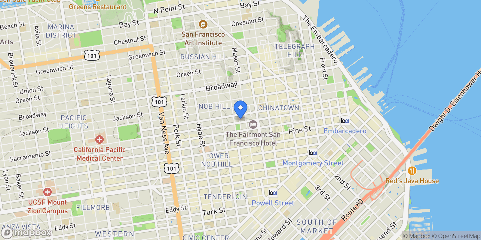 Map showing 1150 Sacramento Street 701, San Francisco, CA 94108, San Francisco, California, United States.