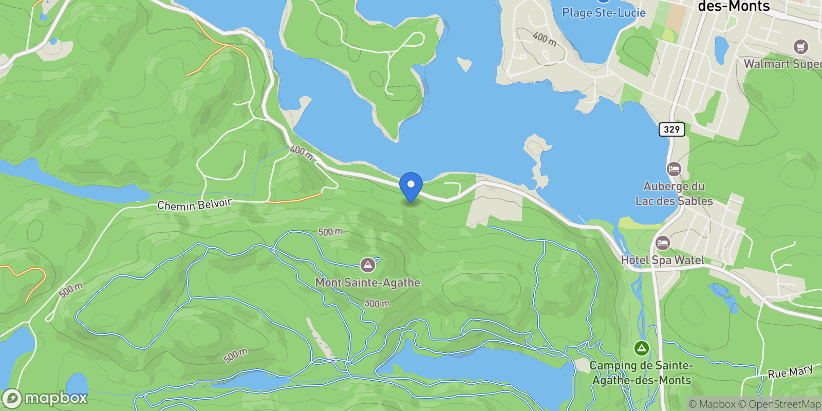 Map showing 60 Ch. du Lac-des-Sables, Sainte-Agathe-des-Monts, QC J8C2Z7, Sainte-Agathe-des-Monts, Quebec, Canada.
