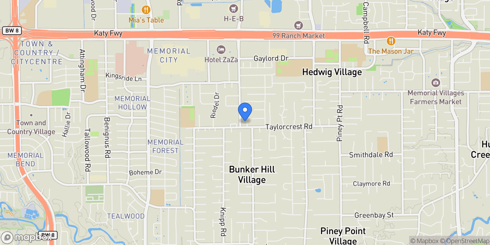 Map showing 711 Timber Hill Drive, Hedwig Village, Texas, United States.