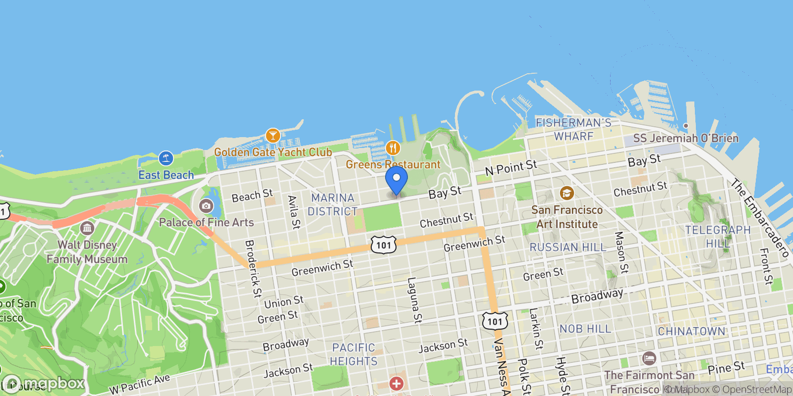 Map showing 3501 Laguna St #208, San Francisco, CA 94123, San Francisco, California, United States.